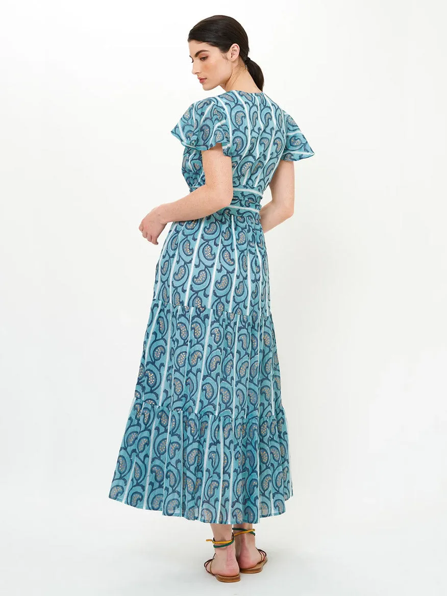 Oliphant V-Neck Maxi Dress in Goa Blue