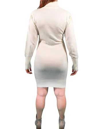 Puff Sleeve Sweater Dress in Ivory