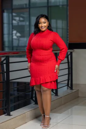 Red  woolen sweater dress