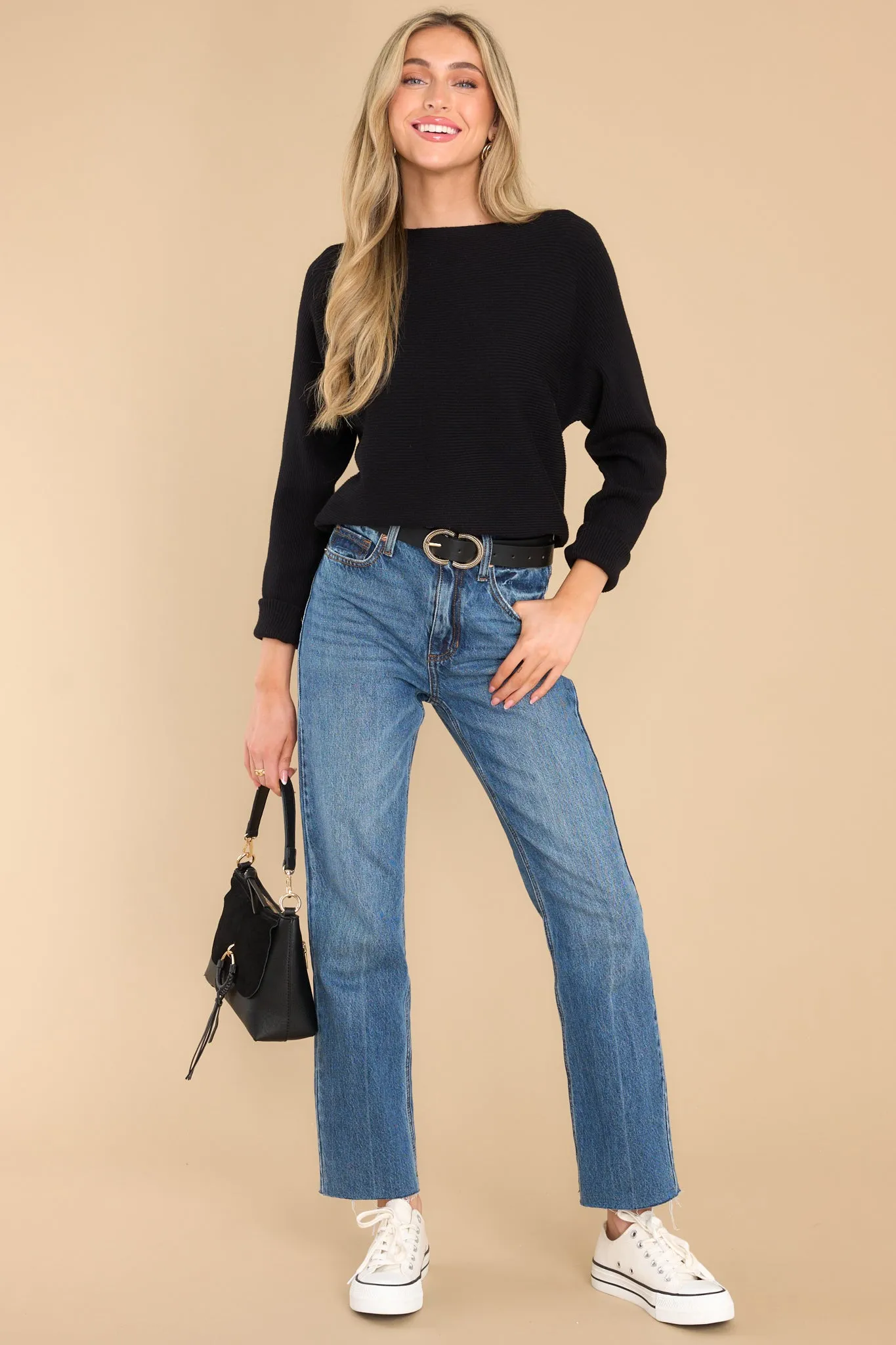 Same Old Song Black Ribbed Sweater