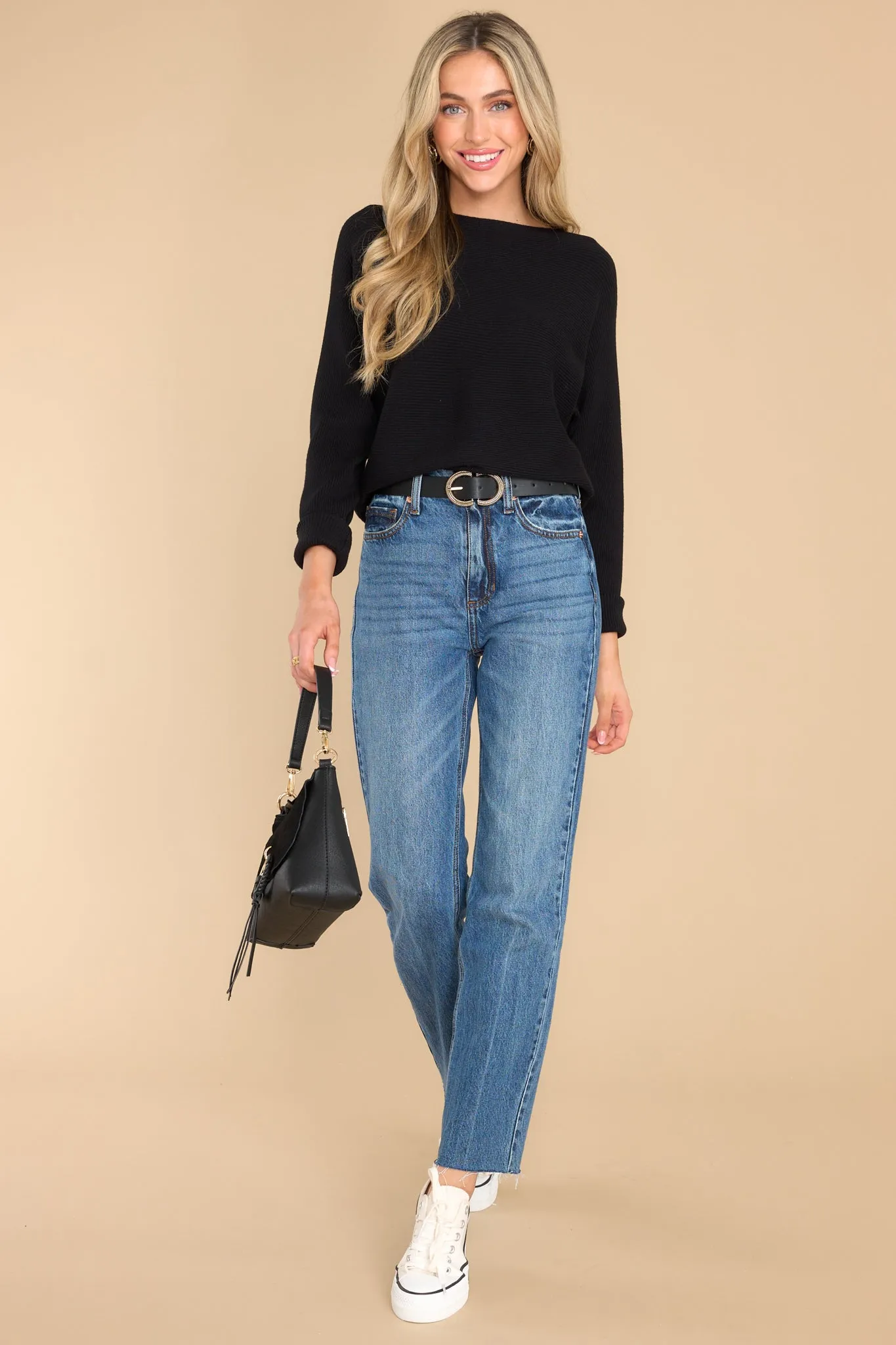 Same Old Song Black Ribbed Sweater