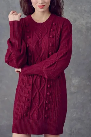Sangria Cable Knit Sweater Dress