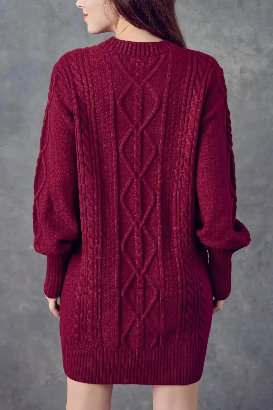 Sangria Cable Knit Sweater Dress