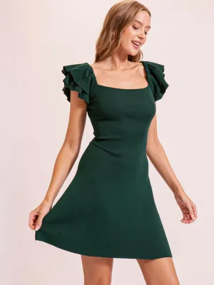 Short Sleeves Ruffle Sleeves Sweater Dress