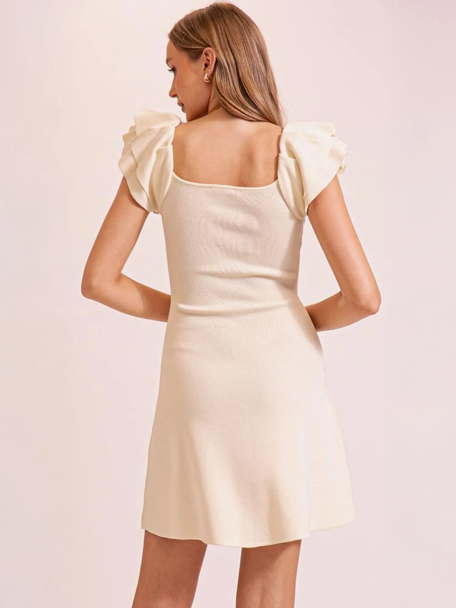 Short Sleeves Ruffle Sleeves Sweater Dress