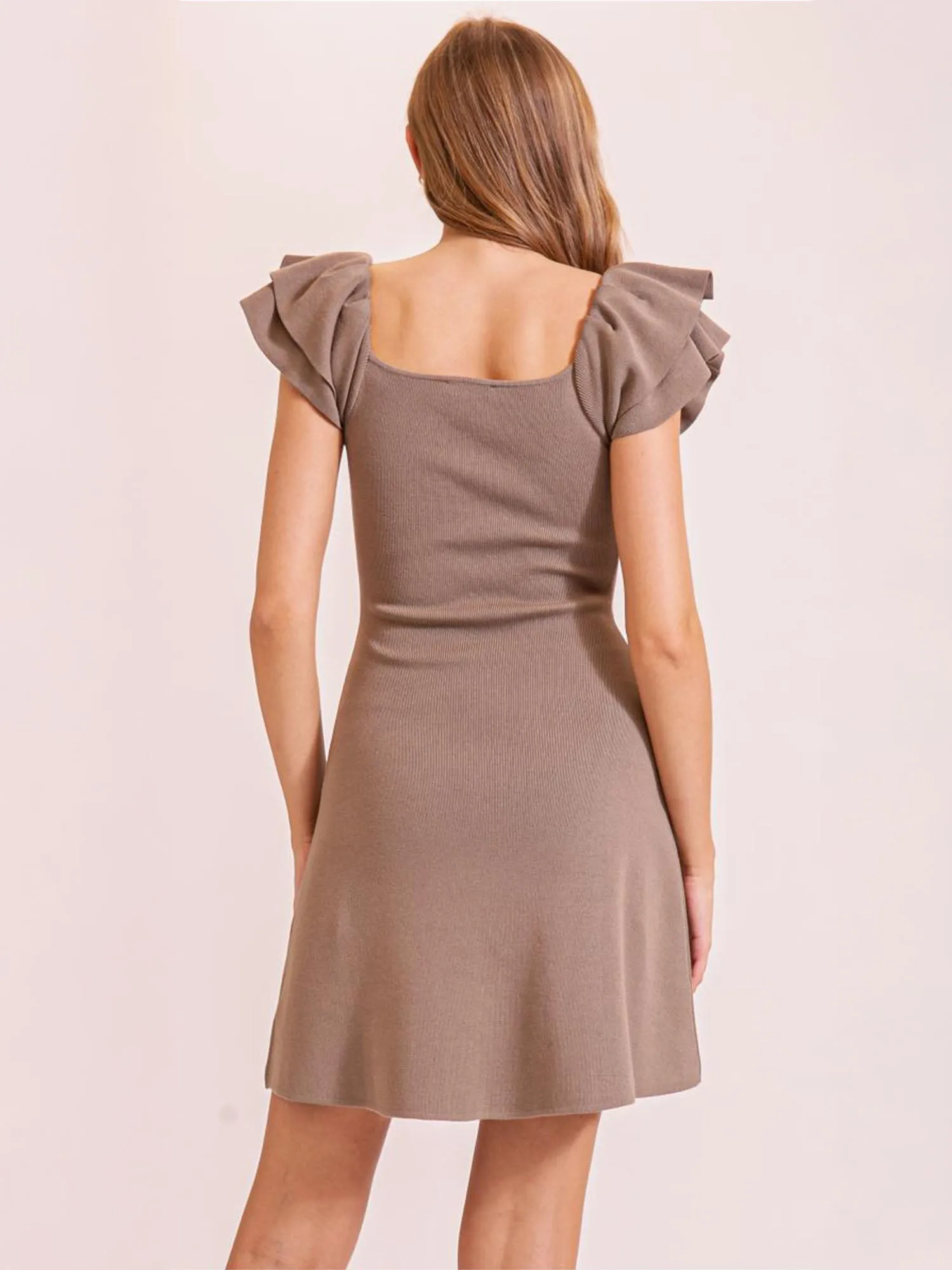 Short Sleeves Ruffle Sleeves Sweater Dress