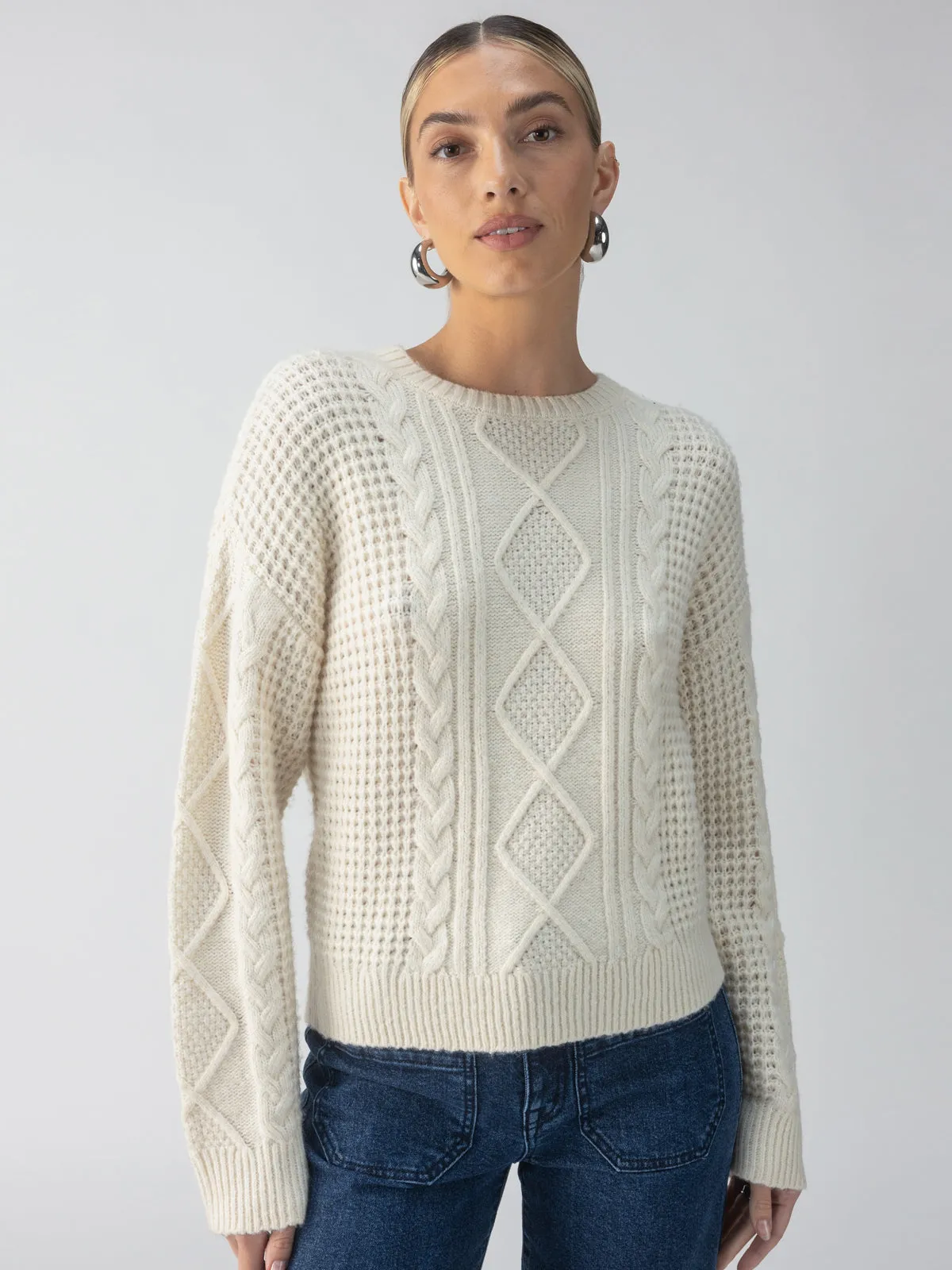 Tie Back Cable Sweater Frosted Almond