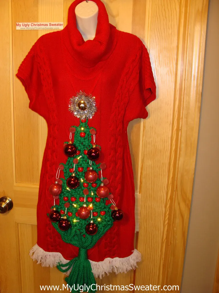 Ugly Christmas Sweater Party Tacky Dress with Lights - Holy Grail of Ugly (d38)