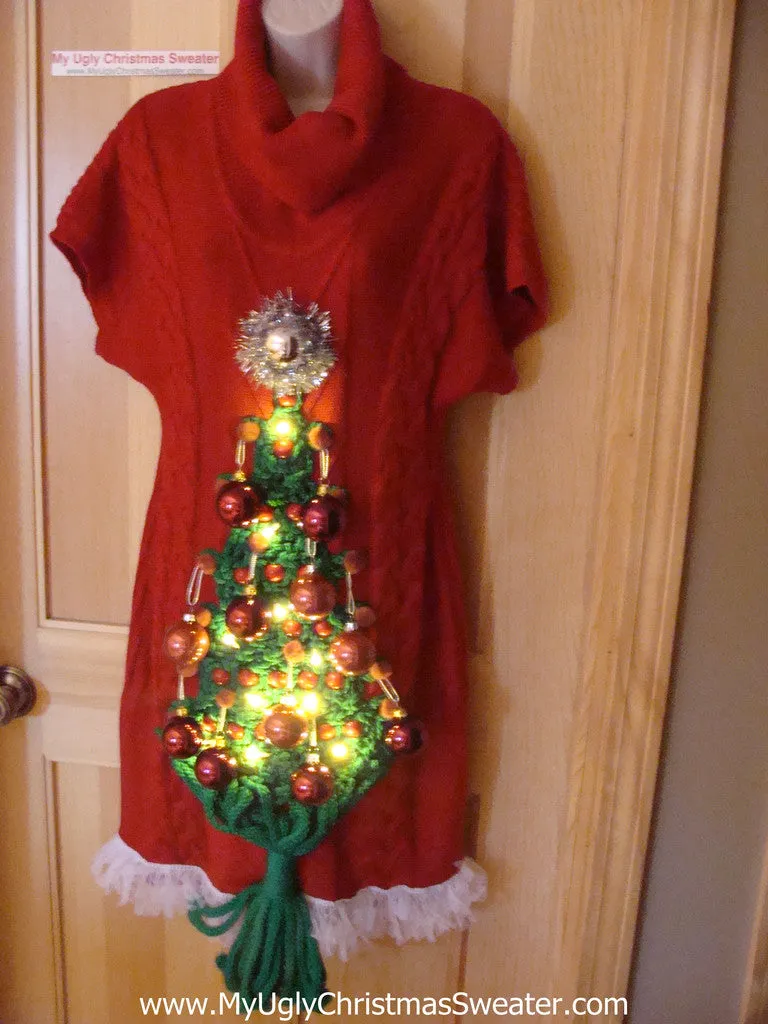 Ugly Christmas Sweater Party Tacky Dress with Lights - Holy Grail of Ugly (d38)