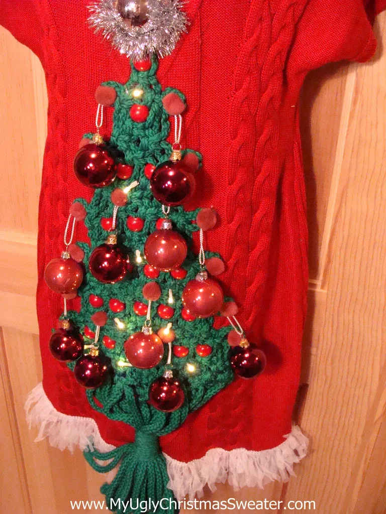 Ugly Christmas Sweater Party Tacky Dress with Lights - Holy Grail of Ugly (d38)