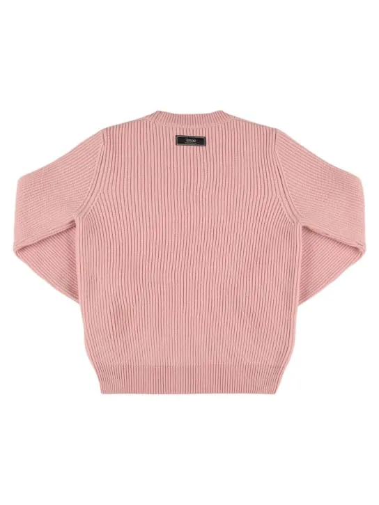 Versace   Embroidered wool crewneck sweater 