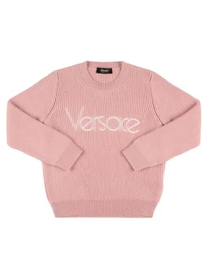 Versace   Embroidered wool crewneck sweater 