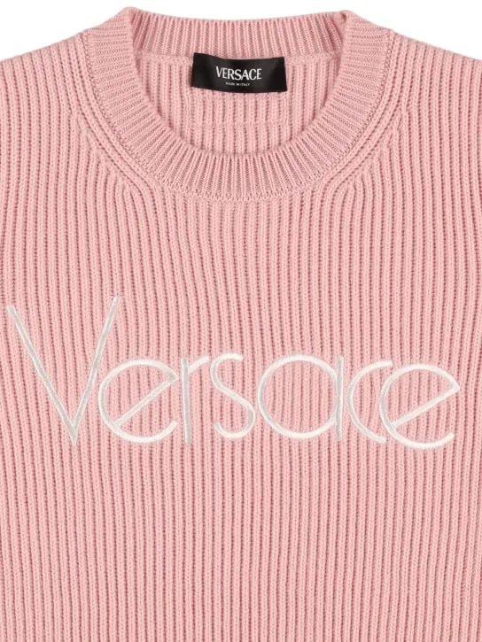 Versace   Embroidered wool crewneck sweater 