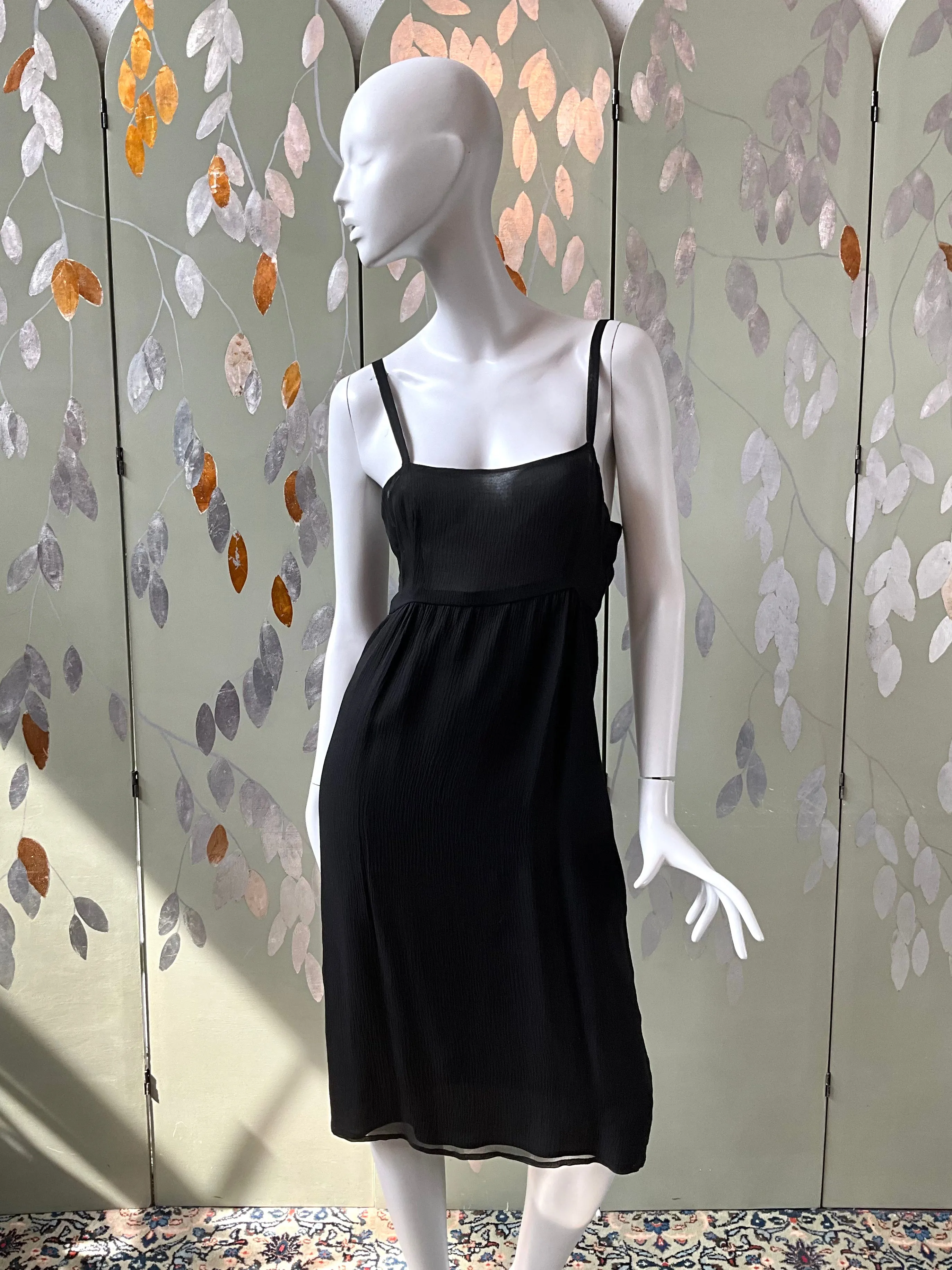 Vintage 1980s Chloé Black Silk Beaded Jacket Top and Dress Set, Medium