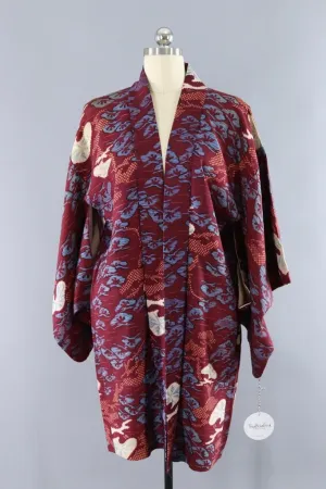 Vintage Maroon Ikat Kimono Cardigan Jacket