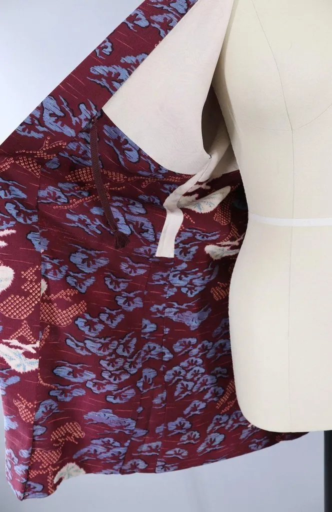 Vintage Maroon Ikat Kimono Cardigan Jacket