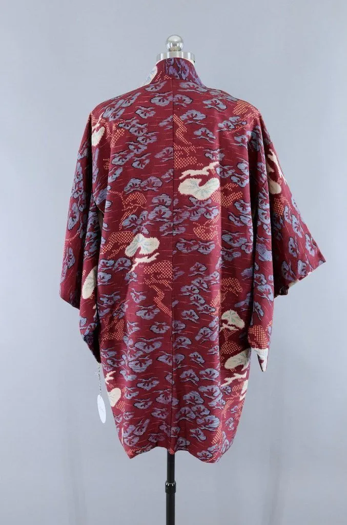 Vintage Maroon Ikat Kimono Cardigan Jacket