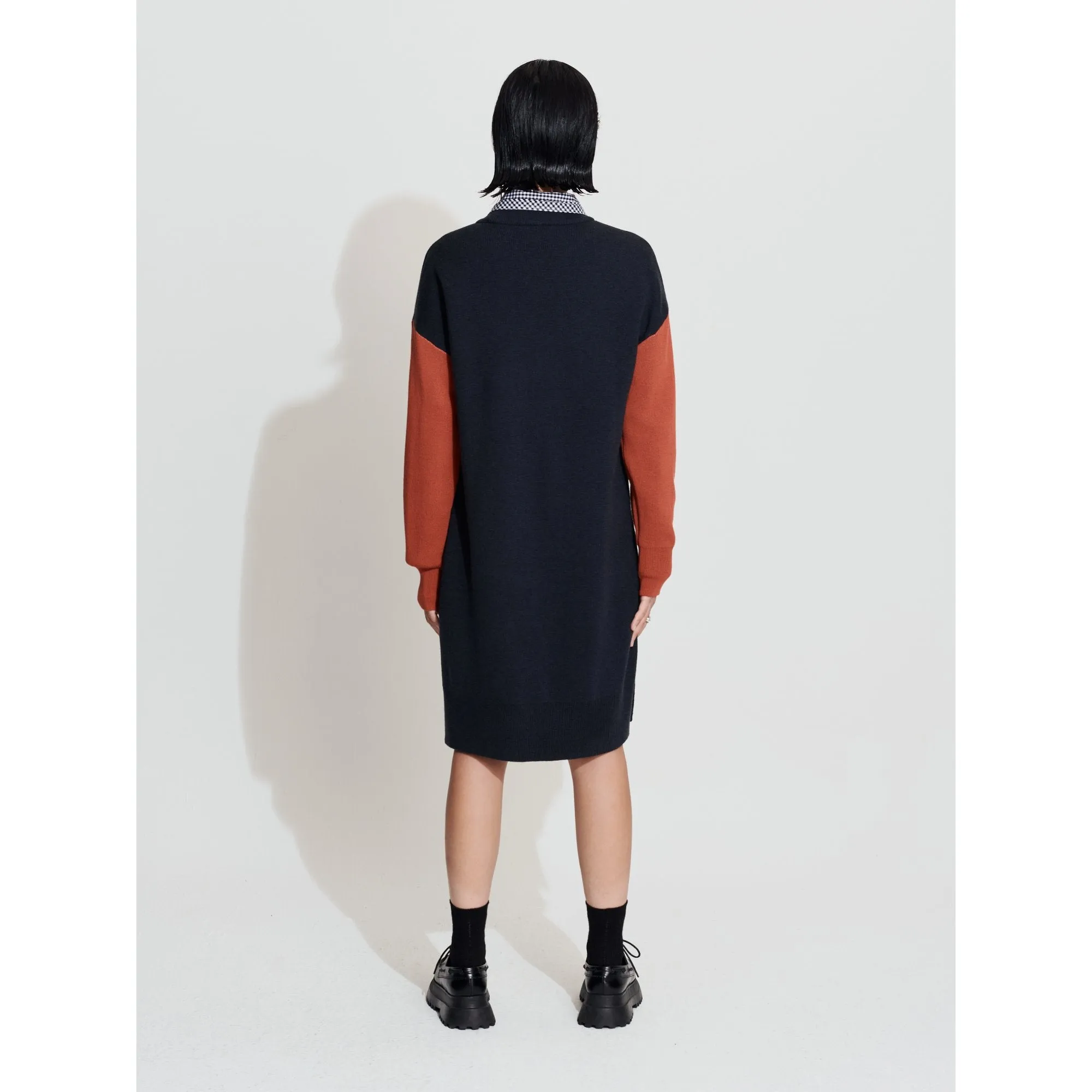 Women Jacquard Graphic Sweater Dress - Charcoal