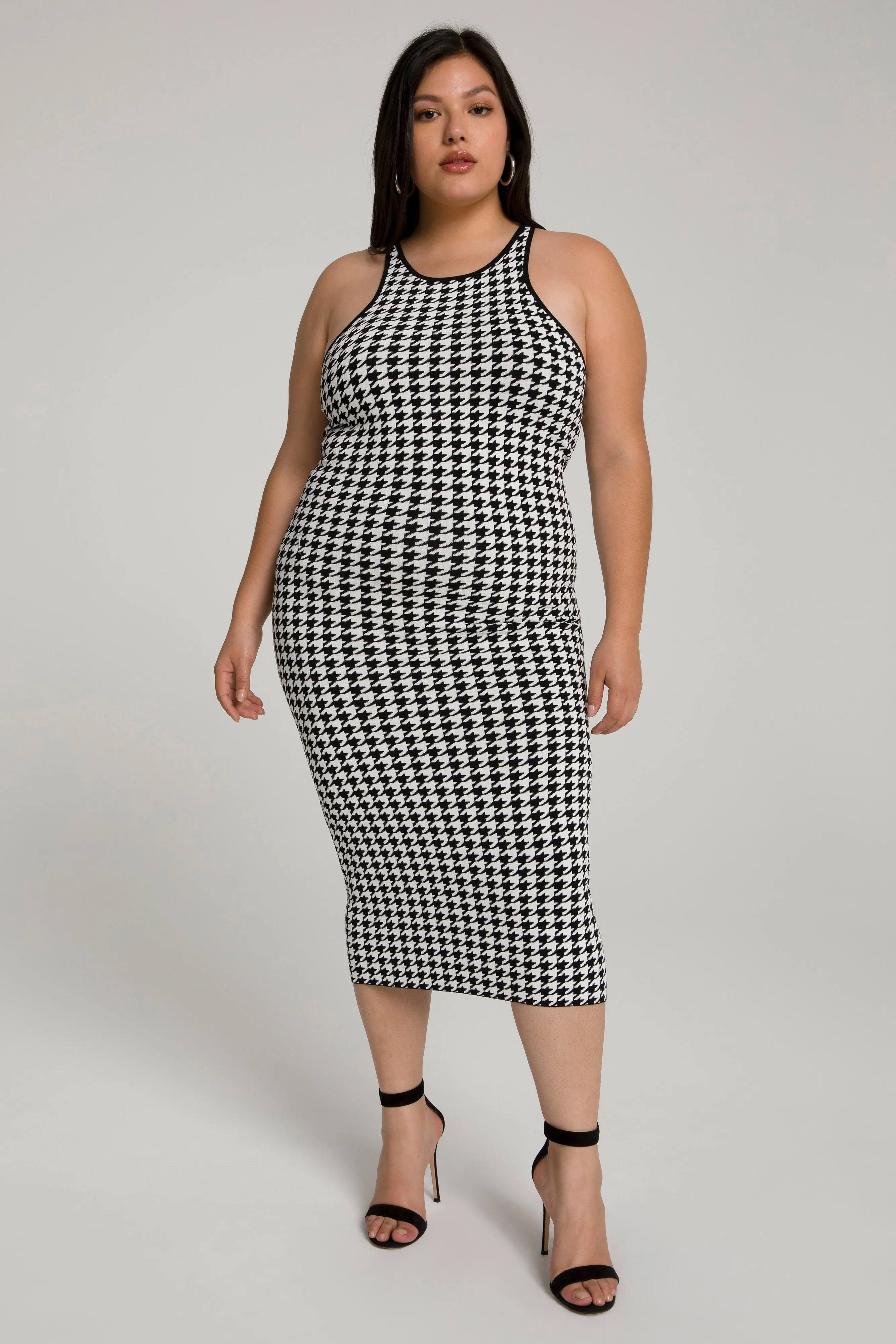 ZIPPED IN GOLD SCULPTED MIDI | HOUNDSTOOTH001
